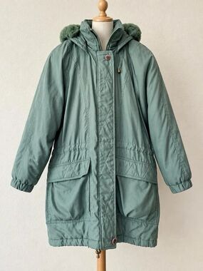 Vintage Mariel Sage Green Hooded Winter Parka Coat - Size M
